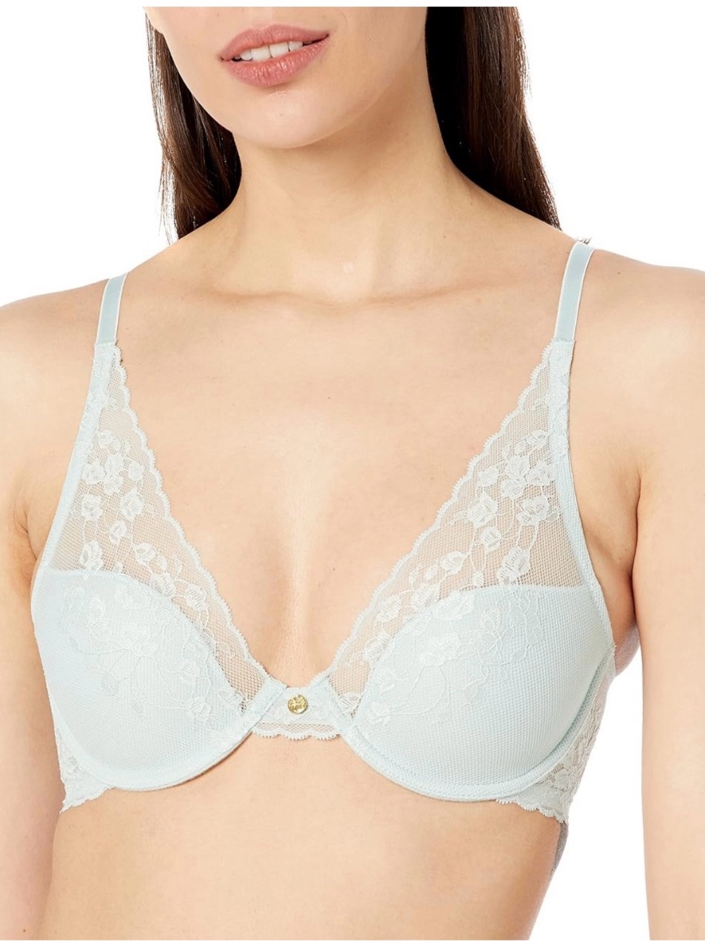 Natori Pale Blue Lace Plunge Bra
